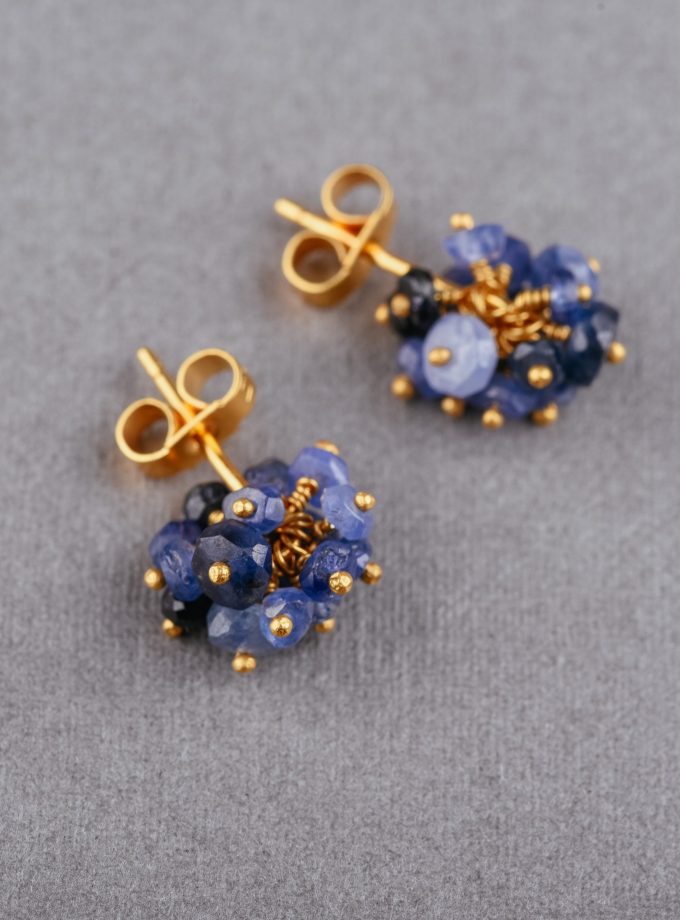 Sapphire Pompom Stud Earrings