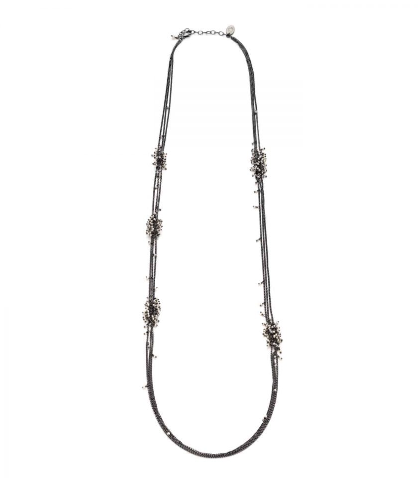 Feather Long Pearl Chain Necklace - Kate Wood Jewellery