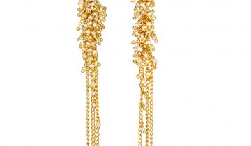 Seed Pearl Long Drop Earrings in Gold Vermeil