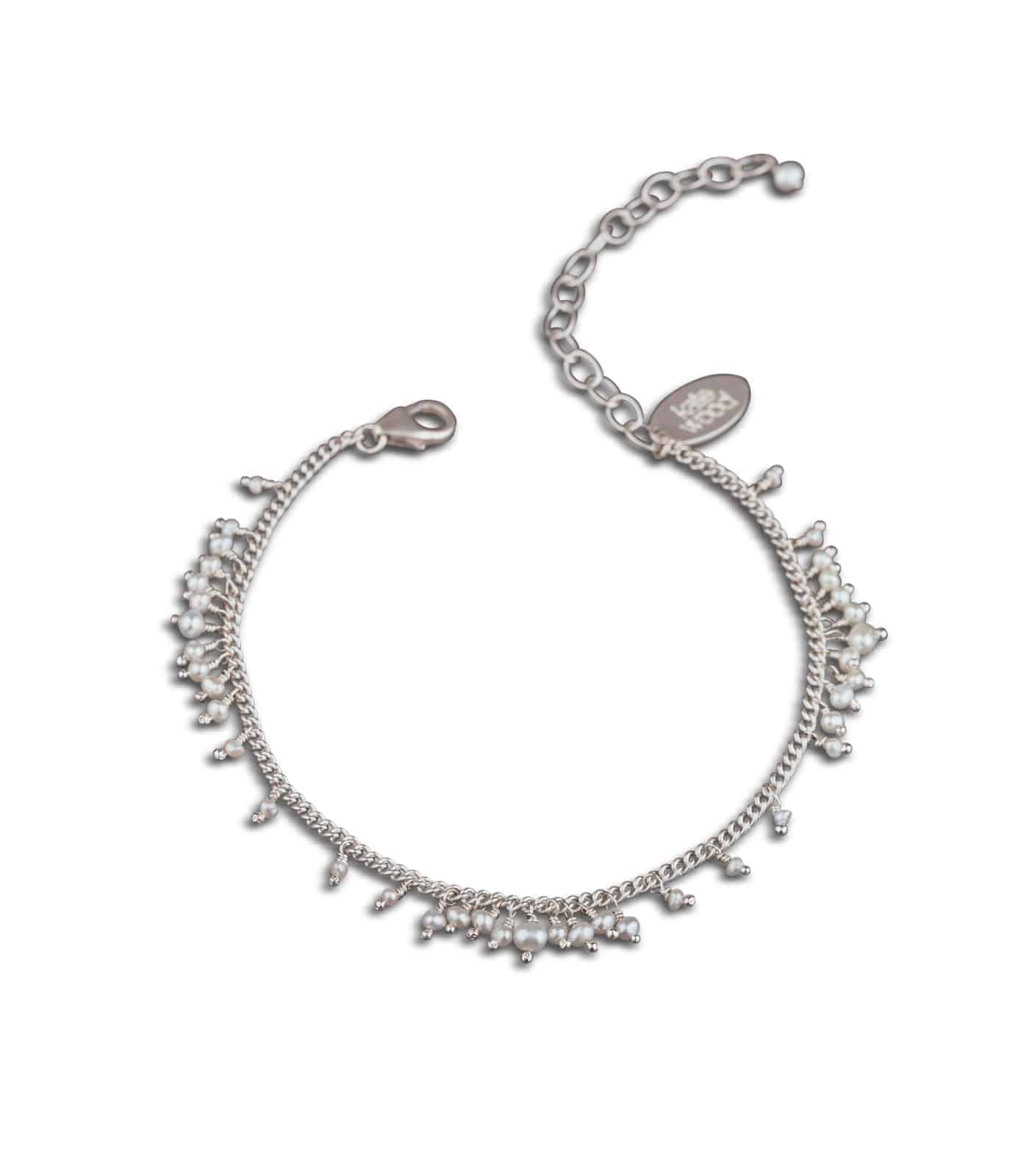Pearl and Silver Scattered Row Bracelet - Kate Wood Jewellery