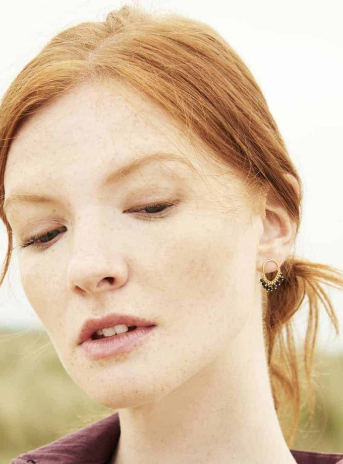 Sapphire Loop Stud Earrings