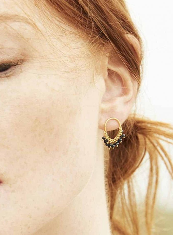 Sapphire Loop Stud Earrings