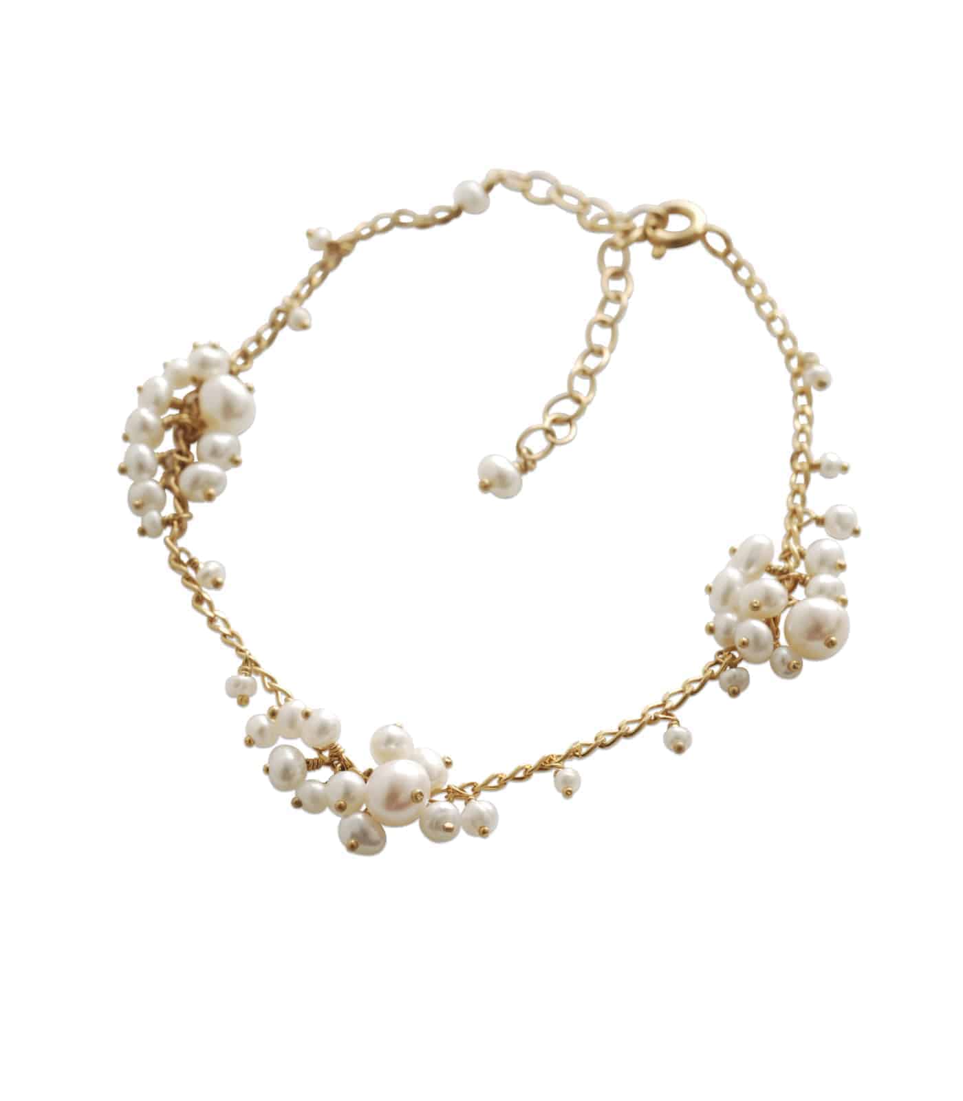Pearl Scattered Cluster Bracelet - Kate Wood Jewellery