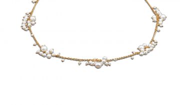 Pearl Scattered Cluster Necklace