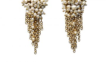 Pearl And Gold Vermeil Tassel Stud Earrings