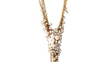 Pearl and Gold ‘V’ Tassel Necklace