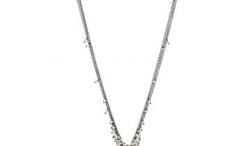 Pearl And Silver ‘V’ Tassel Necklace