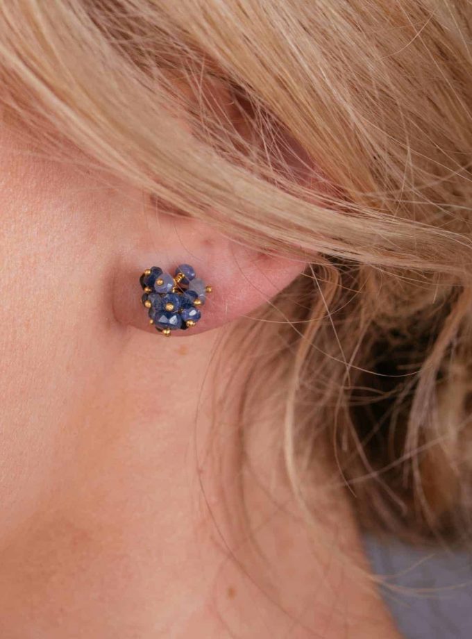Sapphire Pompom Stud Earrings