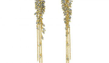 Feather Long Sapphire Tassel Earrings