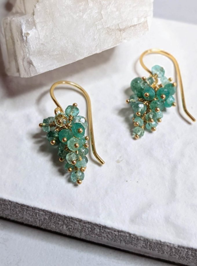 Emerald Grape Earrings in Gold Vermeil