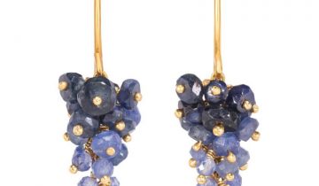 Grape Cluster Earrings in Sapphire and Gold Vermeil