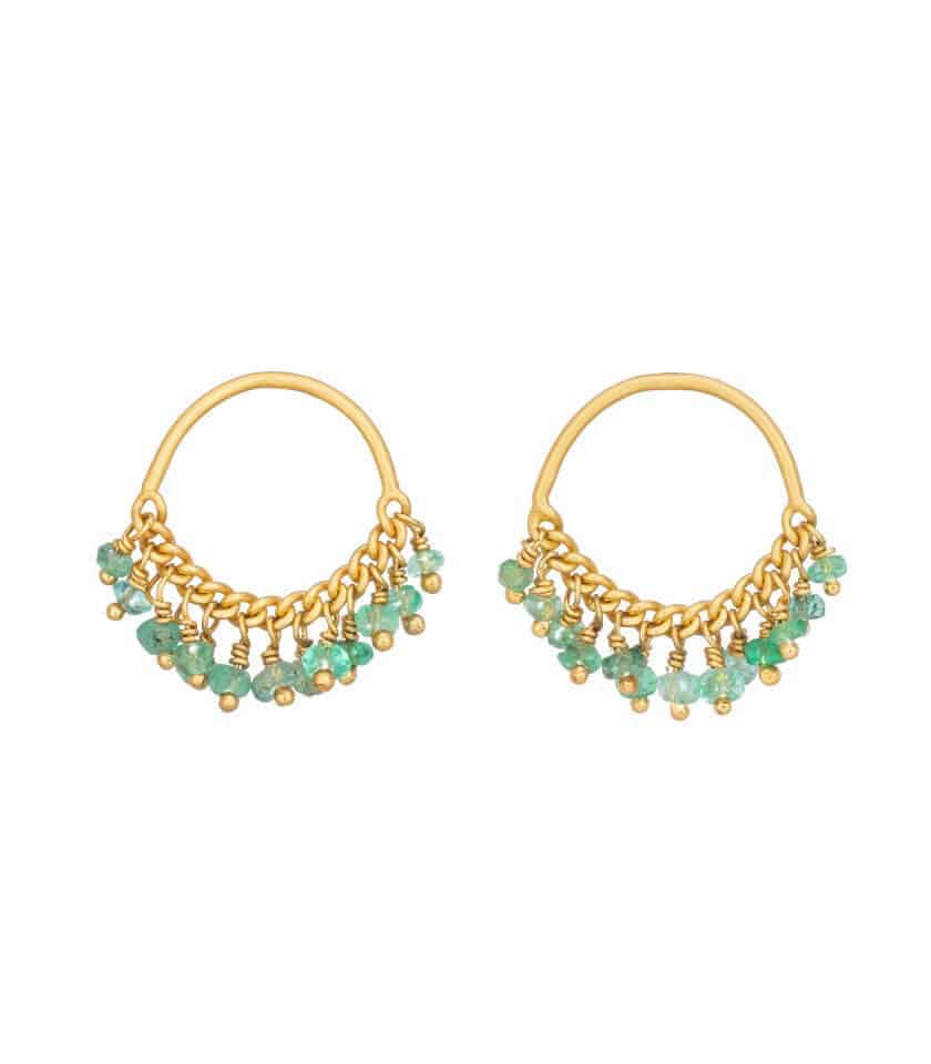 Loop Stud Earrings in Emerald and Gold Vermeil