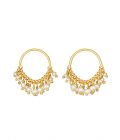 Pearl and Gold Loop Stud Earrings