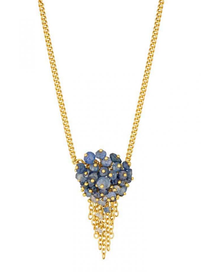 Sapphire and Gold Tassel Pendant Necklace