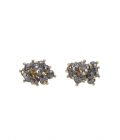 Photo of diamond stud earrings with 18 carat gold on white background