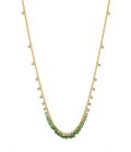 Photo of a emerald beaded necklace on gold vermeil chain.