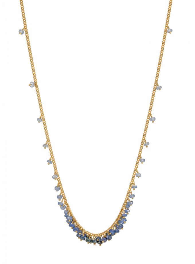 Photo of a sapphire and gold vermeil beaded necklace
