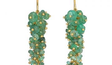 Wisteria Drop Earrings in Emerald and Gold Vermeil