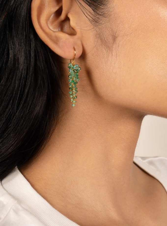 Wisteria Emerald Drop Earrings in Gold Vermeil