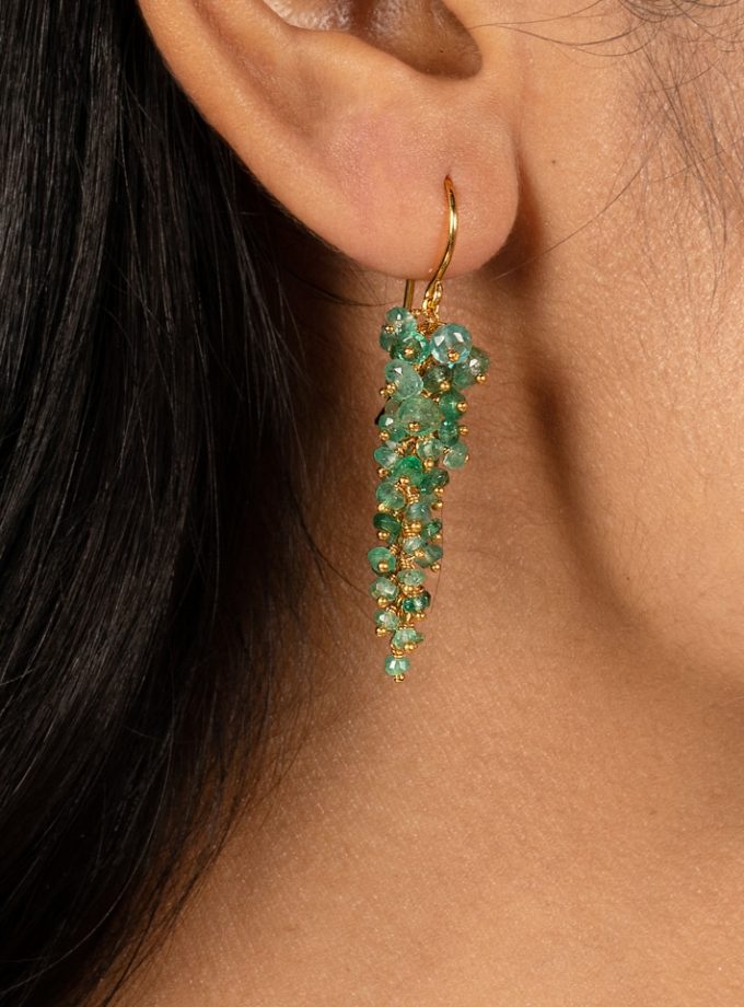 Wisteria Emerald Drop Earrings in Gold Vermeil