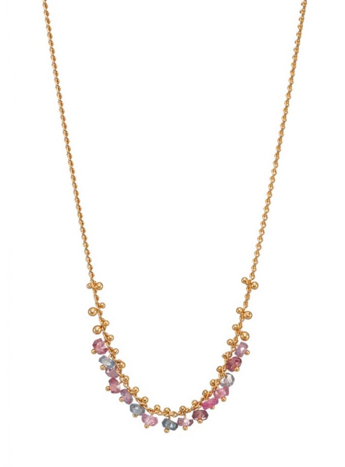 Spinel necklace in pink and lilac on gold vermeil chain