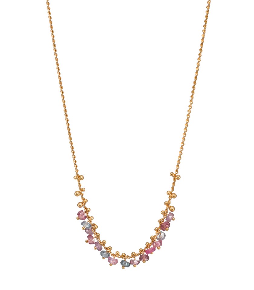 Spinel necklace in pink and lilac on gold vermeil chain