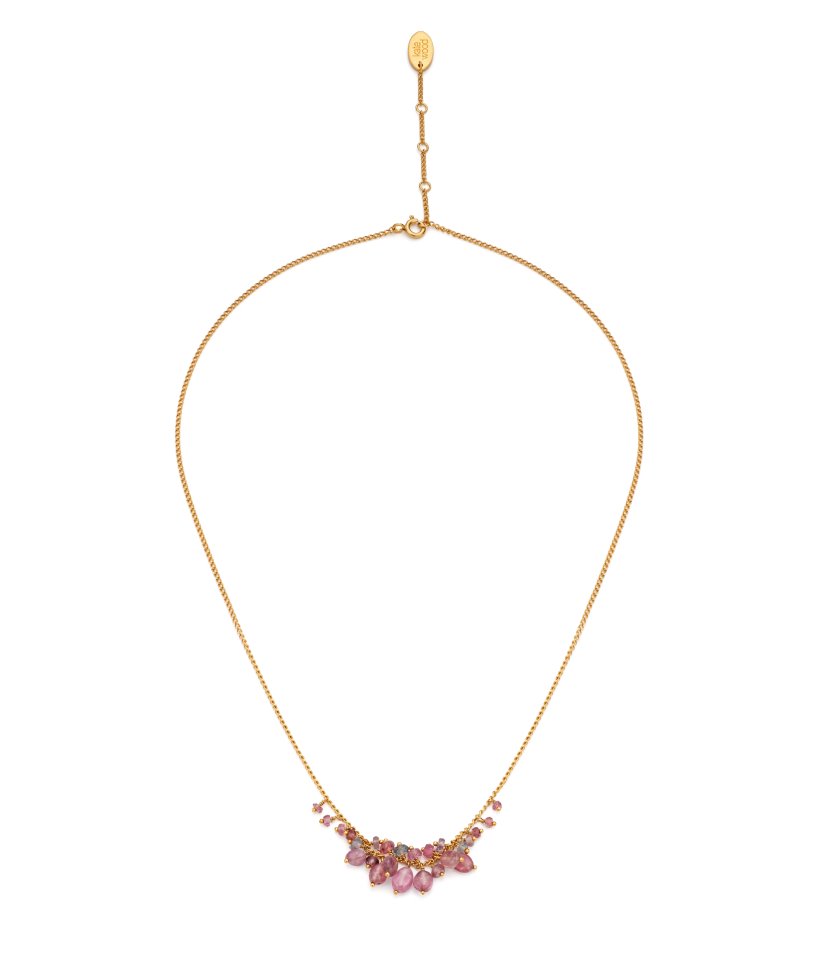 Gemstone cluster necklace in gold vermeil