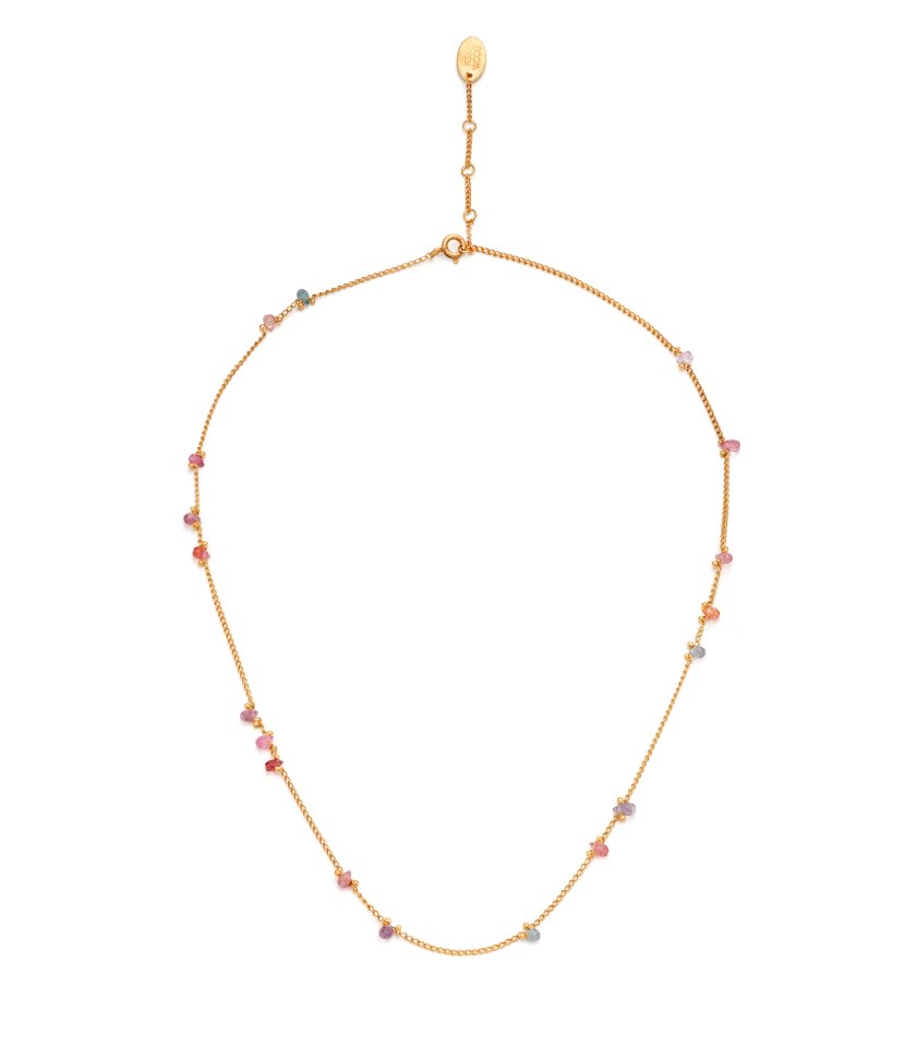 Gemstone necklace on gold plated silver chain