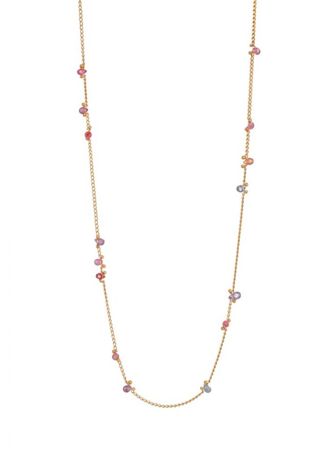 Necklace with spinel briolettes on gold vermeil chain