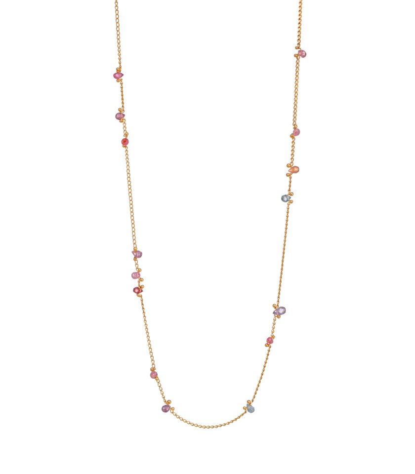Necklace with spinel briolettes on gold vermeil chain
