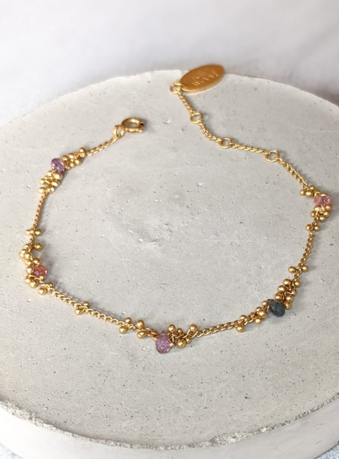 Scattered Droplet Bracelet in Spinel and Gold Vermeil