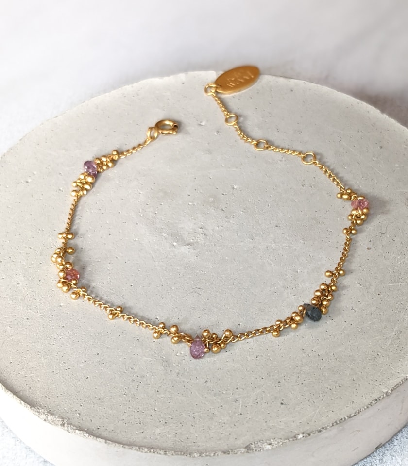 Spinel and gold-plated silver bracelet