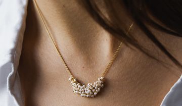 Crescent Necklace in Pearl  and Gold Vermeil
