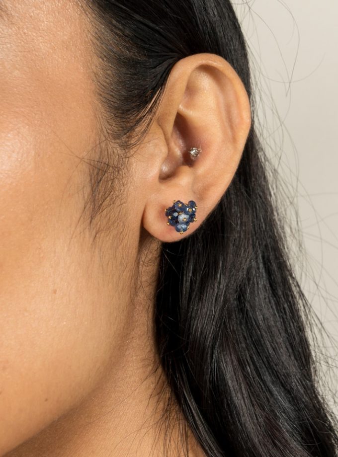 Sapphire Pompom Stud Earrings