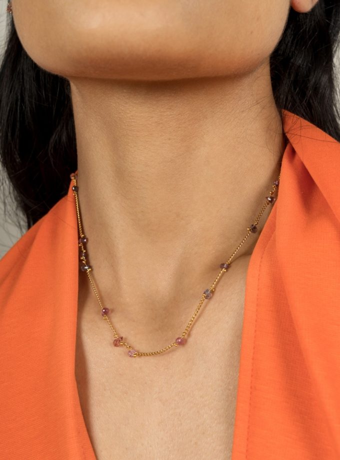 Briolette Chain Necklace in Spinel and Gold Vermeil
