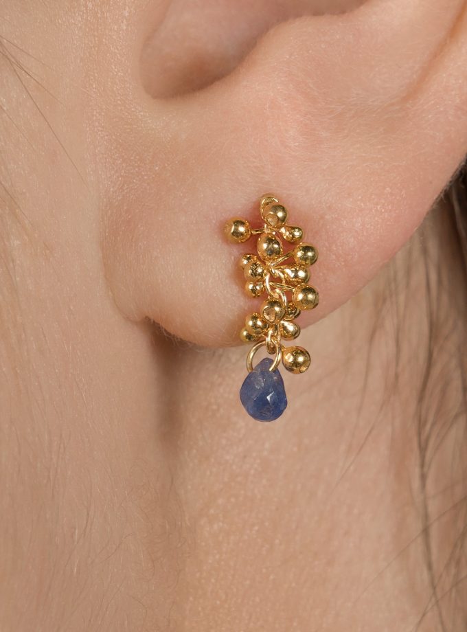 Green Sapphire Teardrop Stud Earrings