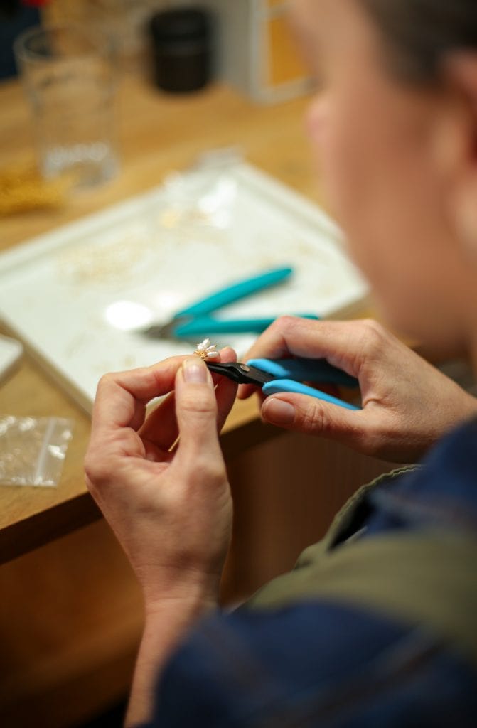 Kate Wood making jewellery in her Bristol studio