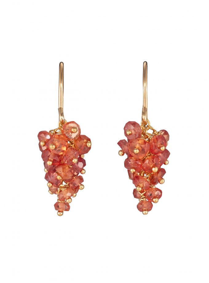 Orange sapphire earrings in gold vermeil