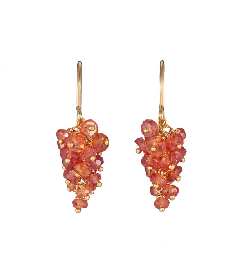 Orange sapphire earrings in gold vermeil