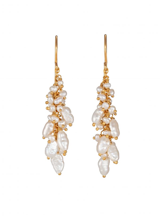 Baroque pearl drop earrings in gold vermeil