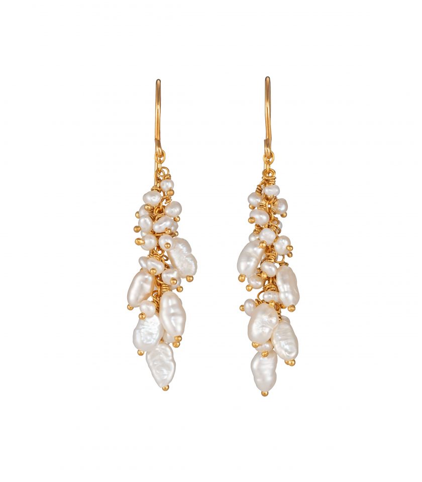 Baroque pearl drop earrings in gold vermeil