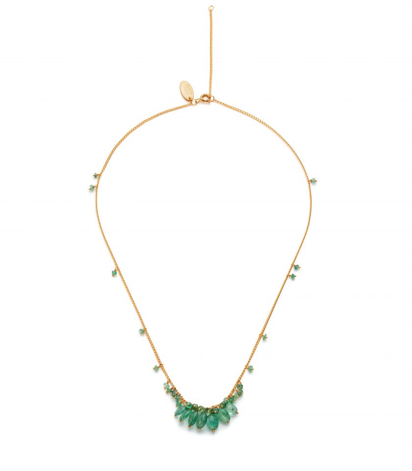 Emerald bead cluster necklace