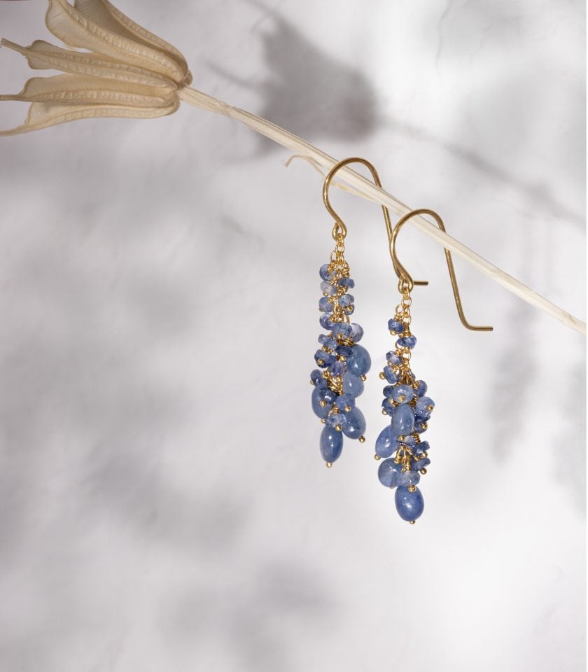 Blue sapphire beaded earrings