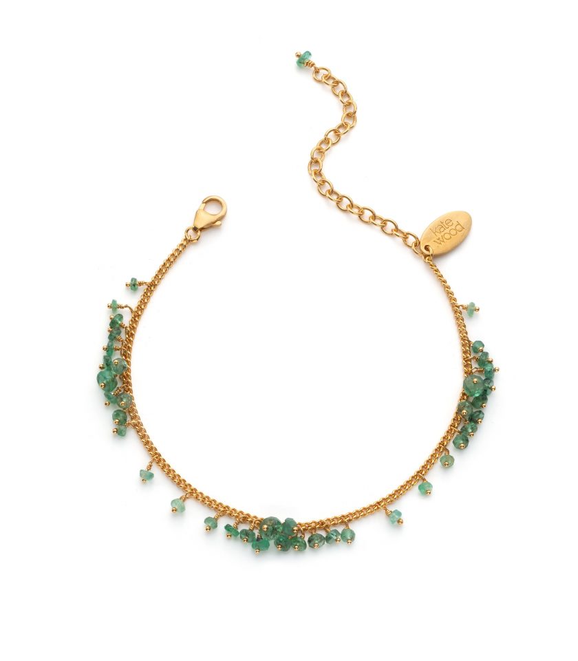 Emerald bracelet in gold vermeil