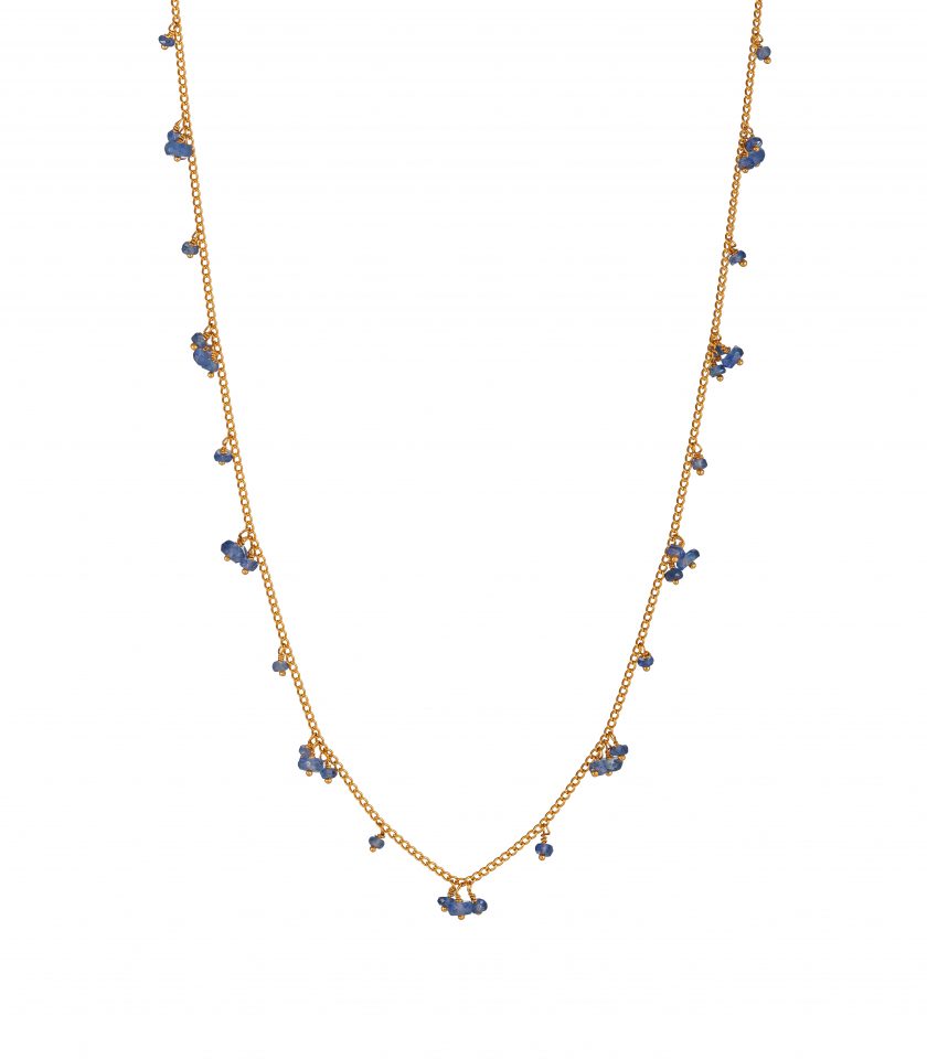 Sapphire beaded necklace in gold vermeil