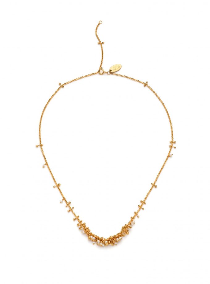 Droplet Cluster Necklace in Pearl and Gold Vermeil