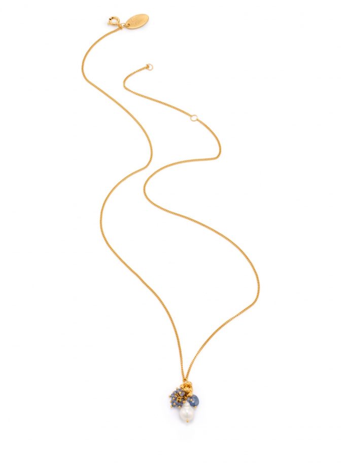 Pearl and Sapphire Pendant Necklace