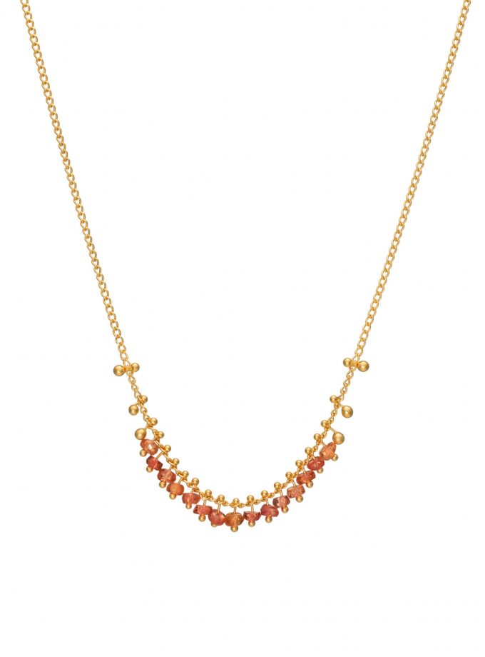 Pinned Row Orange Sapphire Necklace